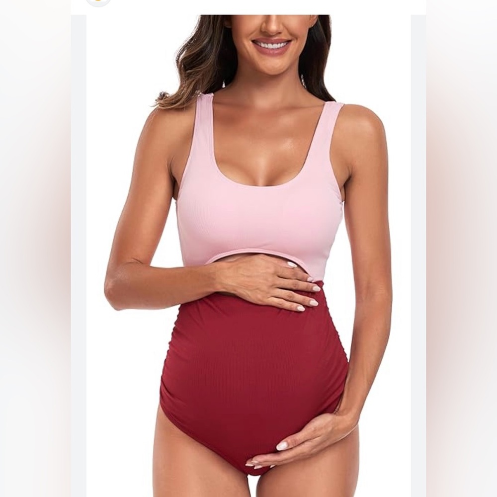 East Elegant Maternity One Piece Swimsuit Cutout NWT